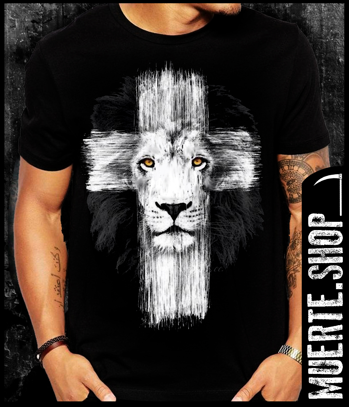 Черна тениска LION WHITE CROSS Черна тениска LION WHITE CROSS